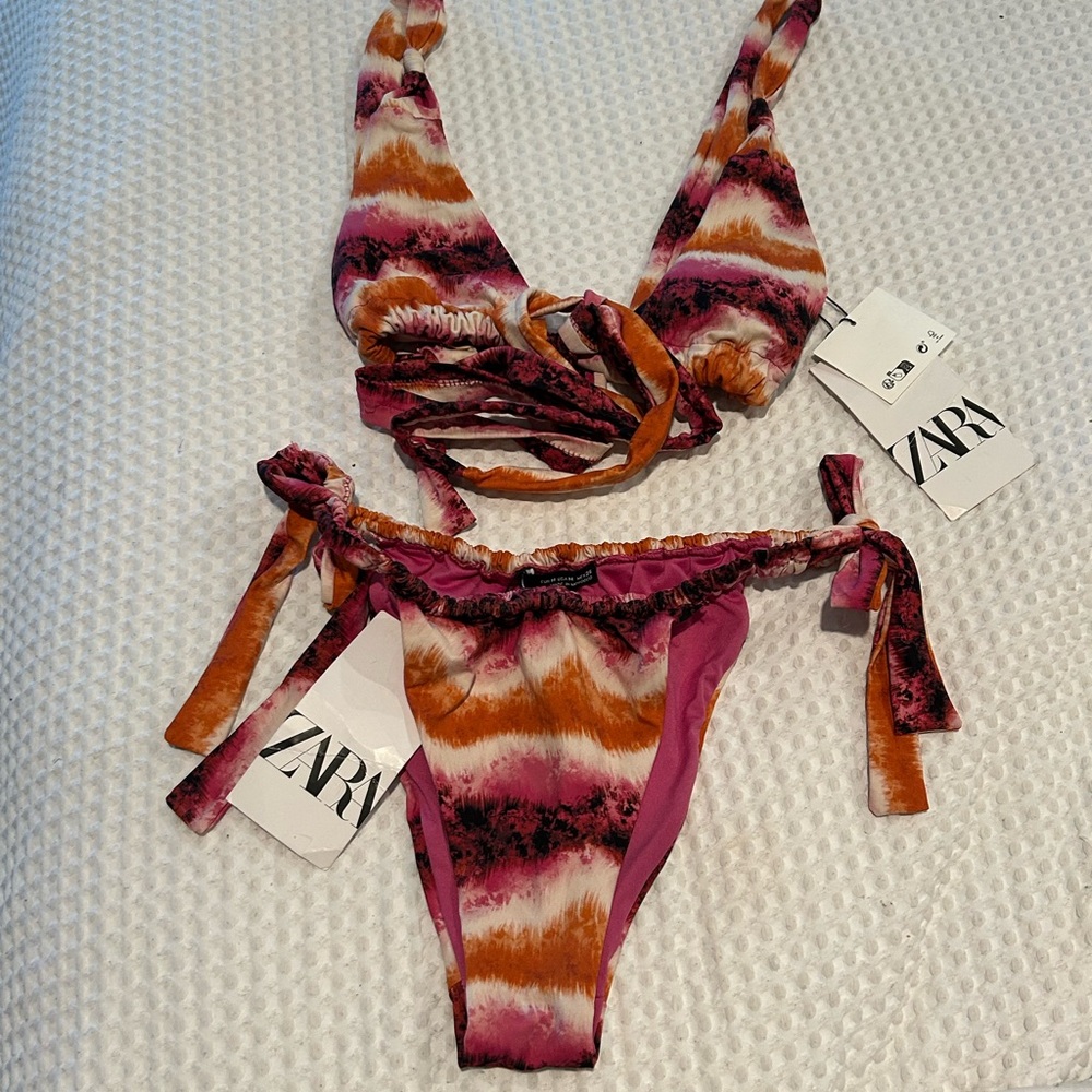 Zara Pink and Orange Tie-Dye Bikini